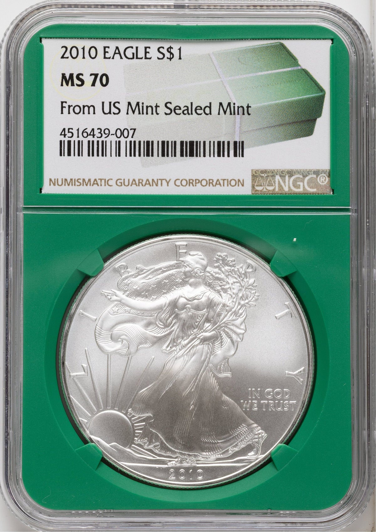 2010 Silver Eagle Monster Box From US Mint Sealed Box Green Core Label NGC MS70
