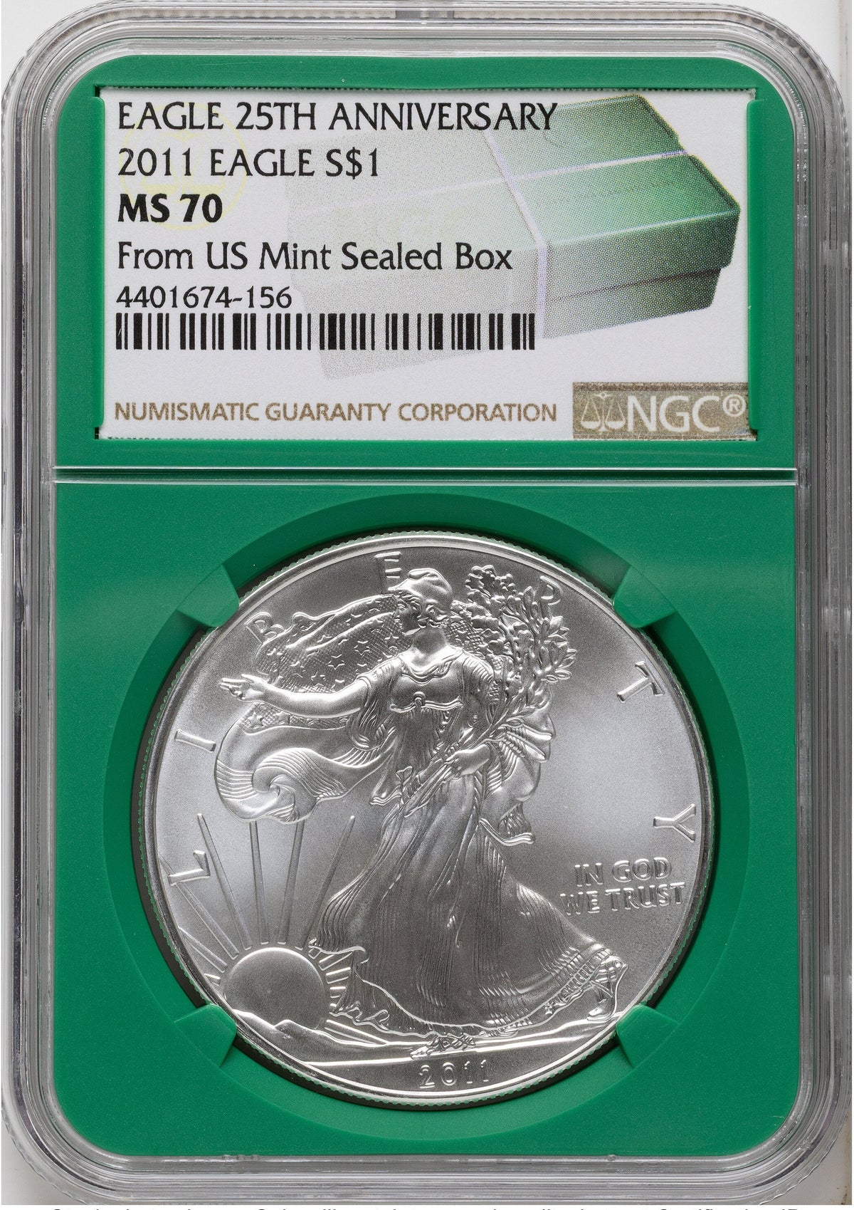 2011 Silver Eagle Monster Box From US Mint Sealed Box Green Core Label NGC MS70