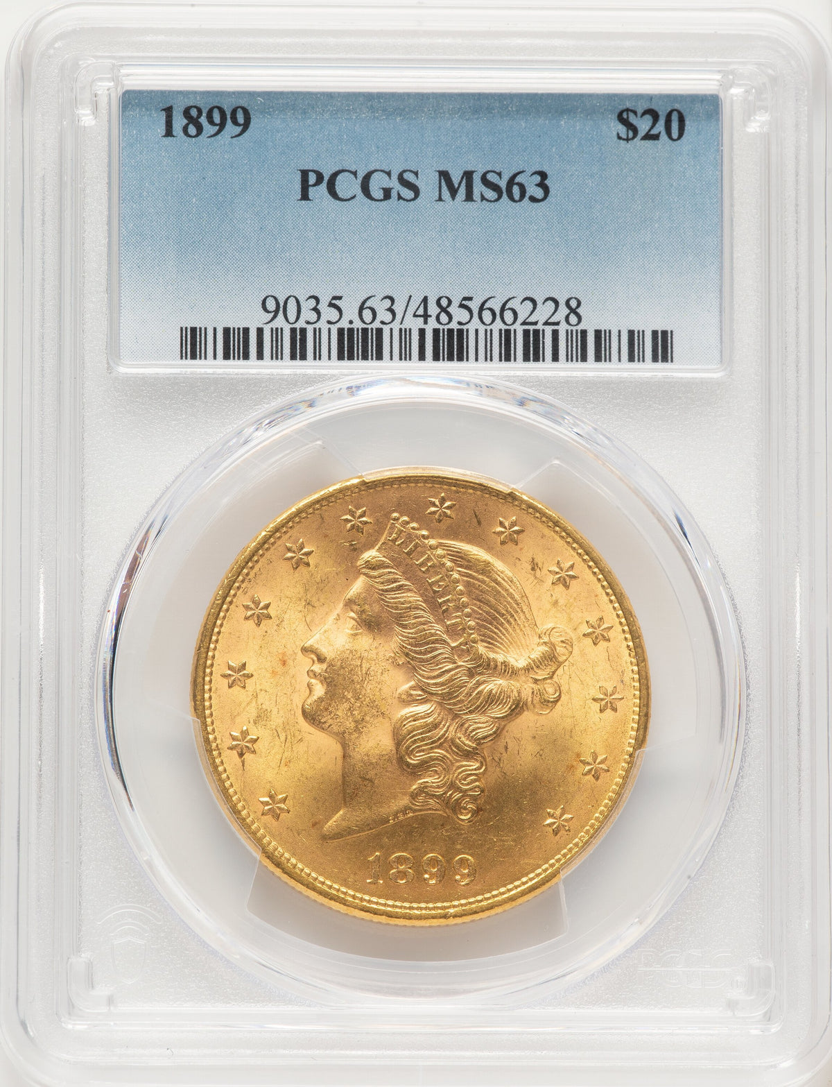 1899 $20 Blue Gradient Liberty Double Eagle PCGS MS63