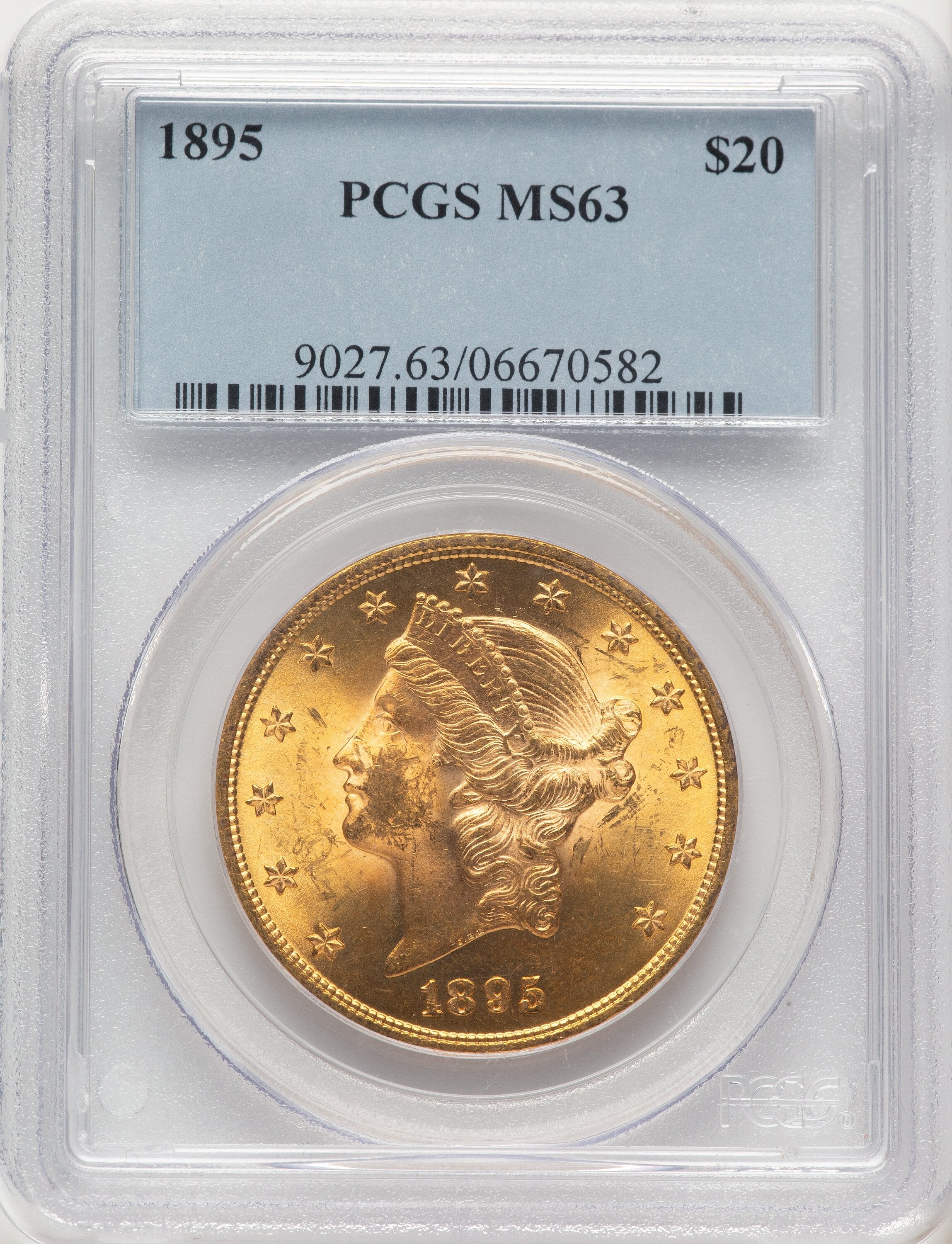 1895 $20 Blue Label Liberty Double Eagle PCGS MS63