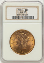1901 $20 Liberty Double Eagle NGC MS63