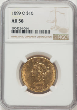 1899-O $10 Liberty Eagle NGC AU58