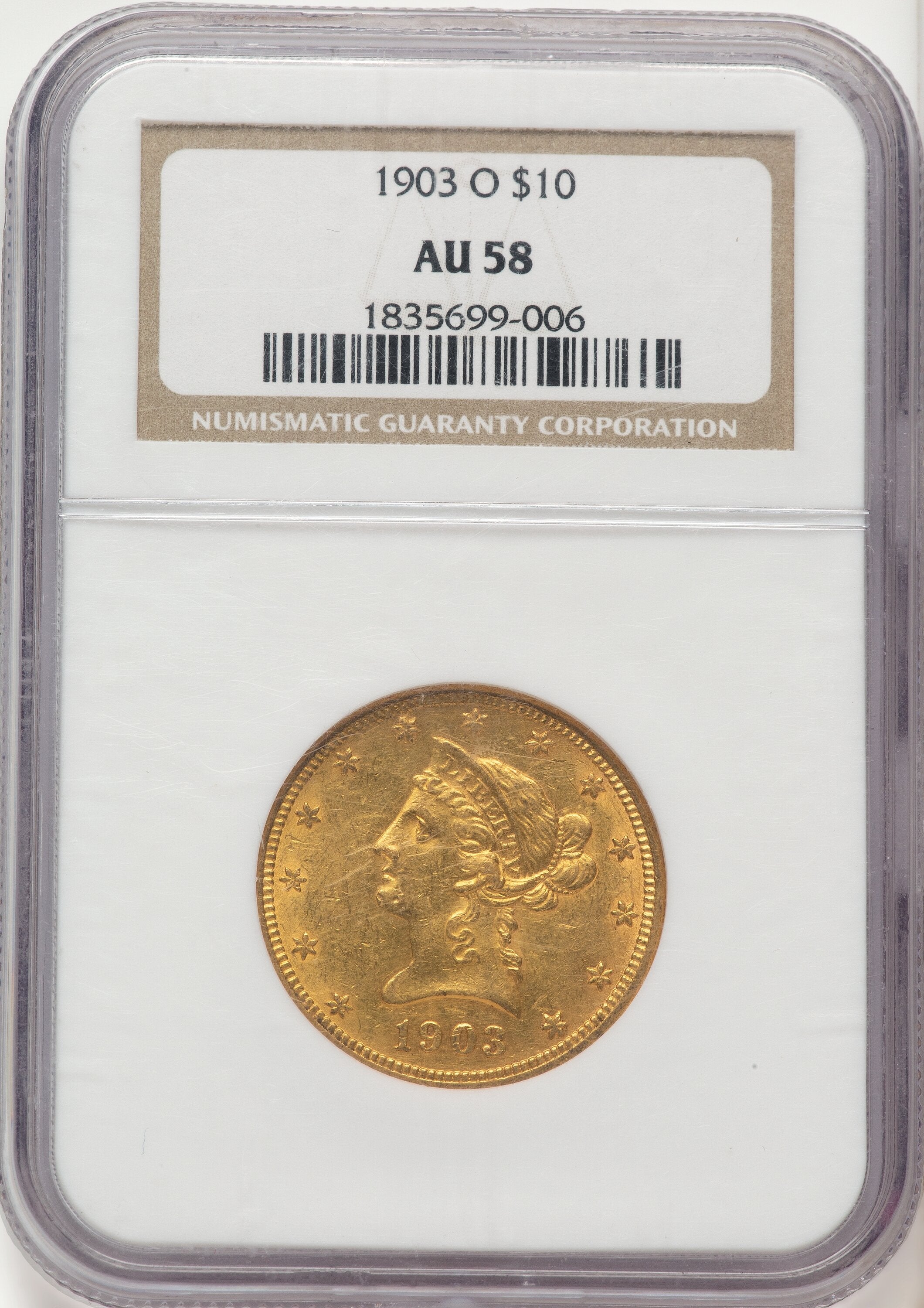 1903-O $10 Liberty Eagle NGC AU58