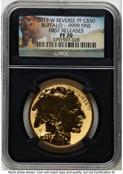 2013-W Reverse Proof Gold Buffalo 1 oz FR Bison Label NGC PF70