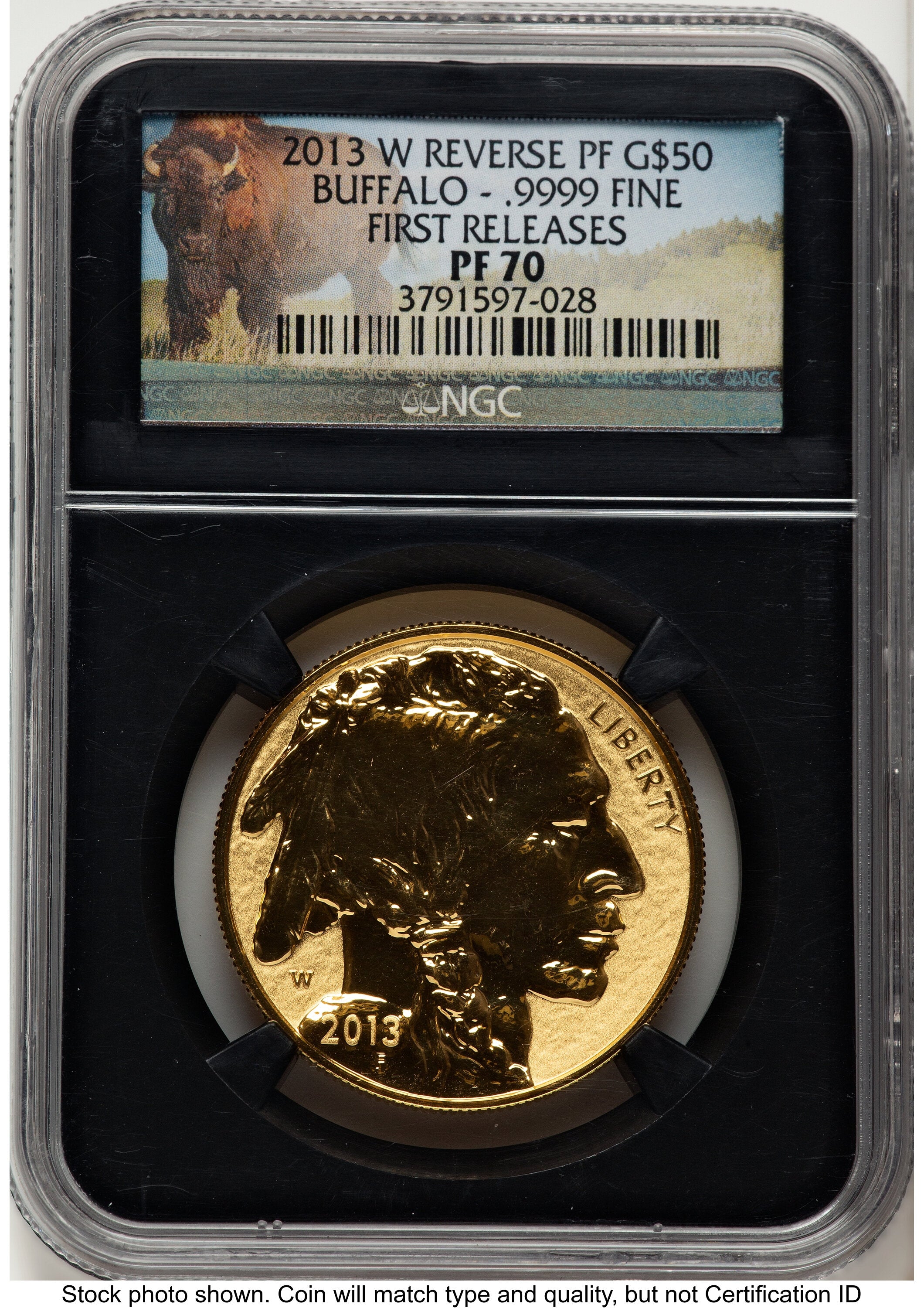 2013-W Reverse Proof Gold Buffalo 1 oz FR Bison Label NGC PF70