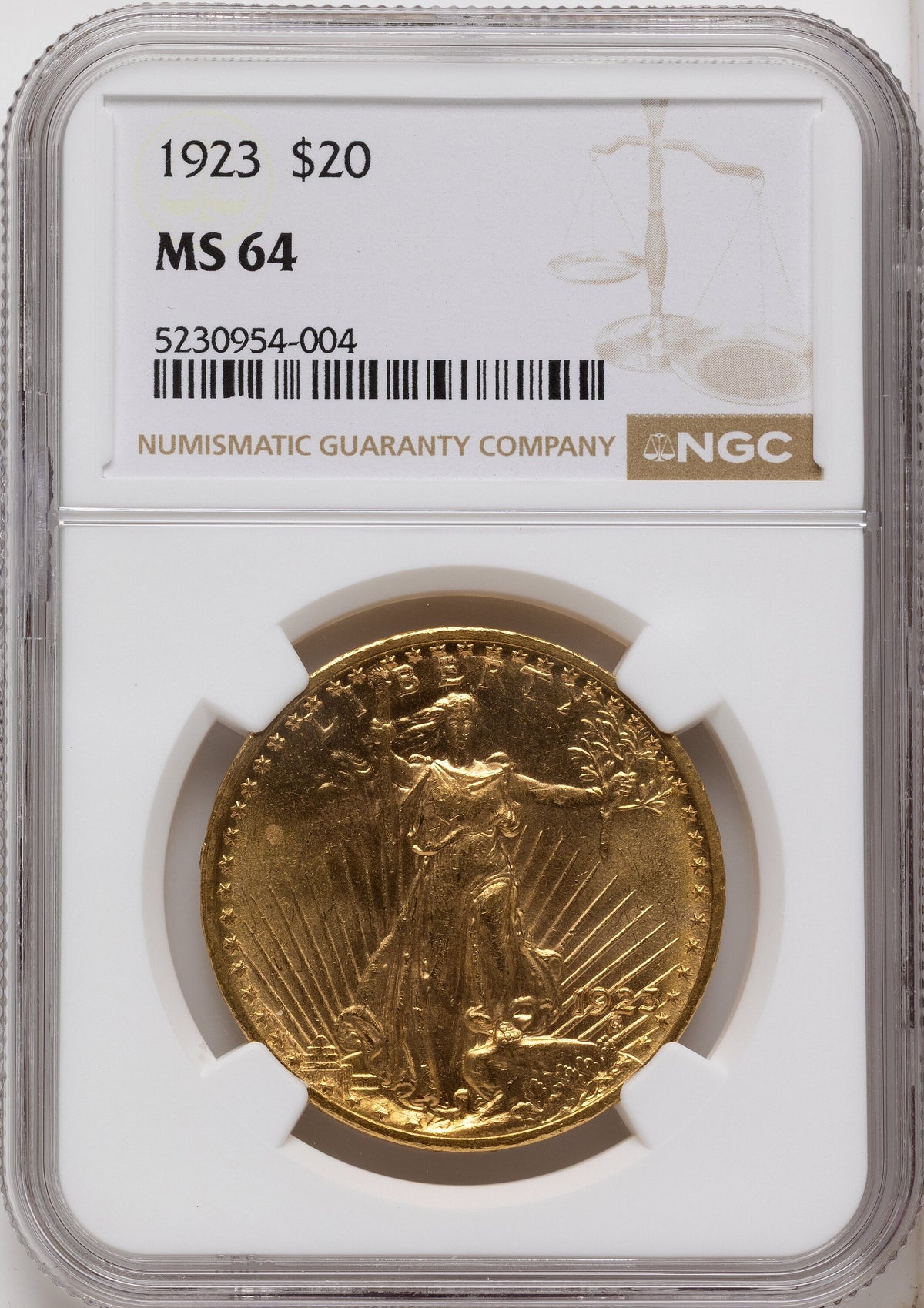 1923 $20 Brown Label Saint-Gaudens Double Eagle NGC MS64