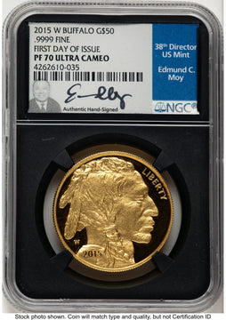 2015-W Proof Gold Buffalo 1 oz FDI NGC PF70 Ed Moy