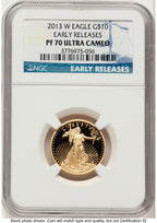 2013-W Proof Gold Eagle 4-Coin Set ER Blue NGC PF70