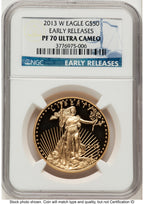 2013-W Proof Gold Eagle 4-Coin Set ER Blue NGC PF70