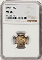 1909 10C Barber Dime NGC MS66