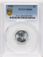 1943 1C Lincoln Cent PCGS MS68