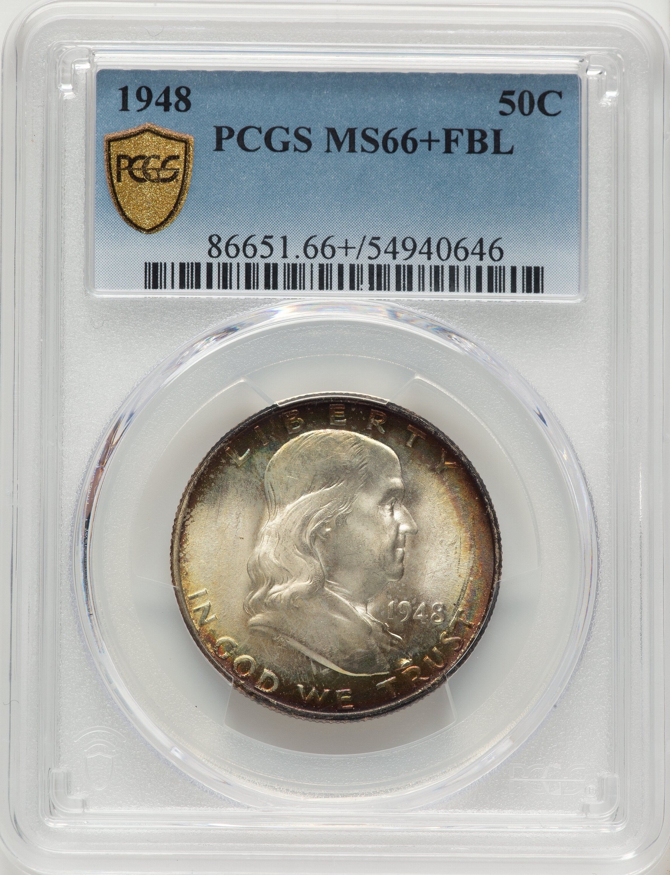 1948 50C FL Franklin Half Dollar PCGS MS66+