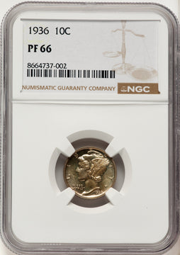 1936 10C Proof Mercury Dime NGC PR66