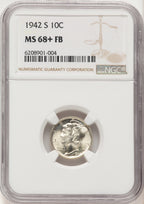 1942-S 10C FB Mercury Dime NGC MS68+