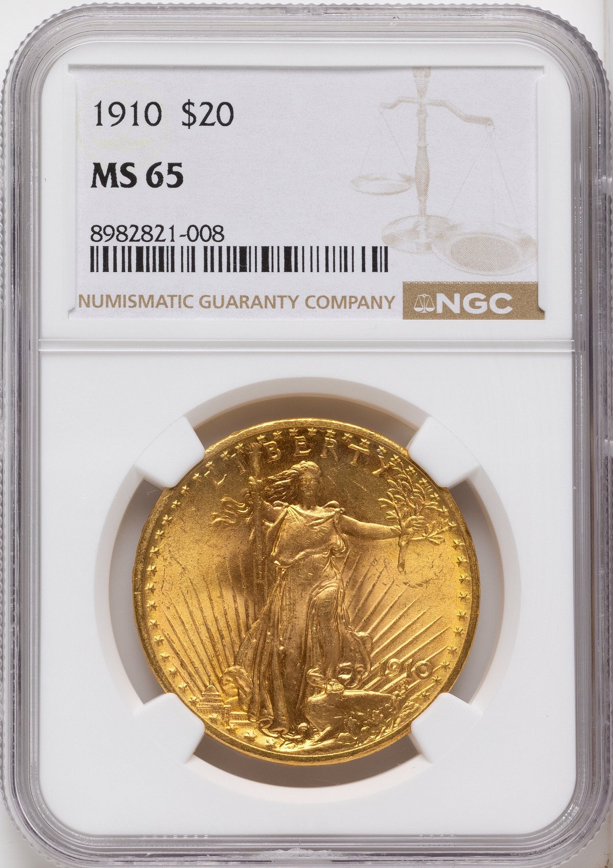1910 $20 Saint-Gaudens Double Eagle NGC MS65