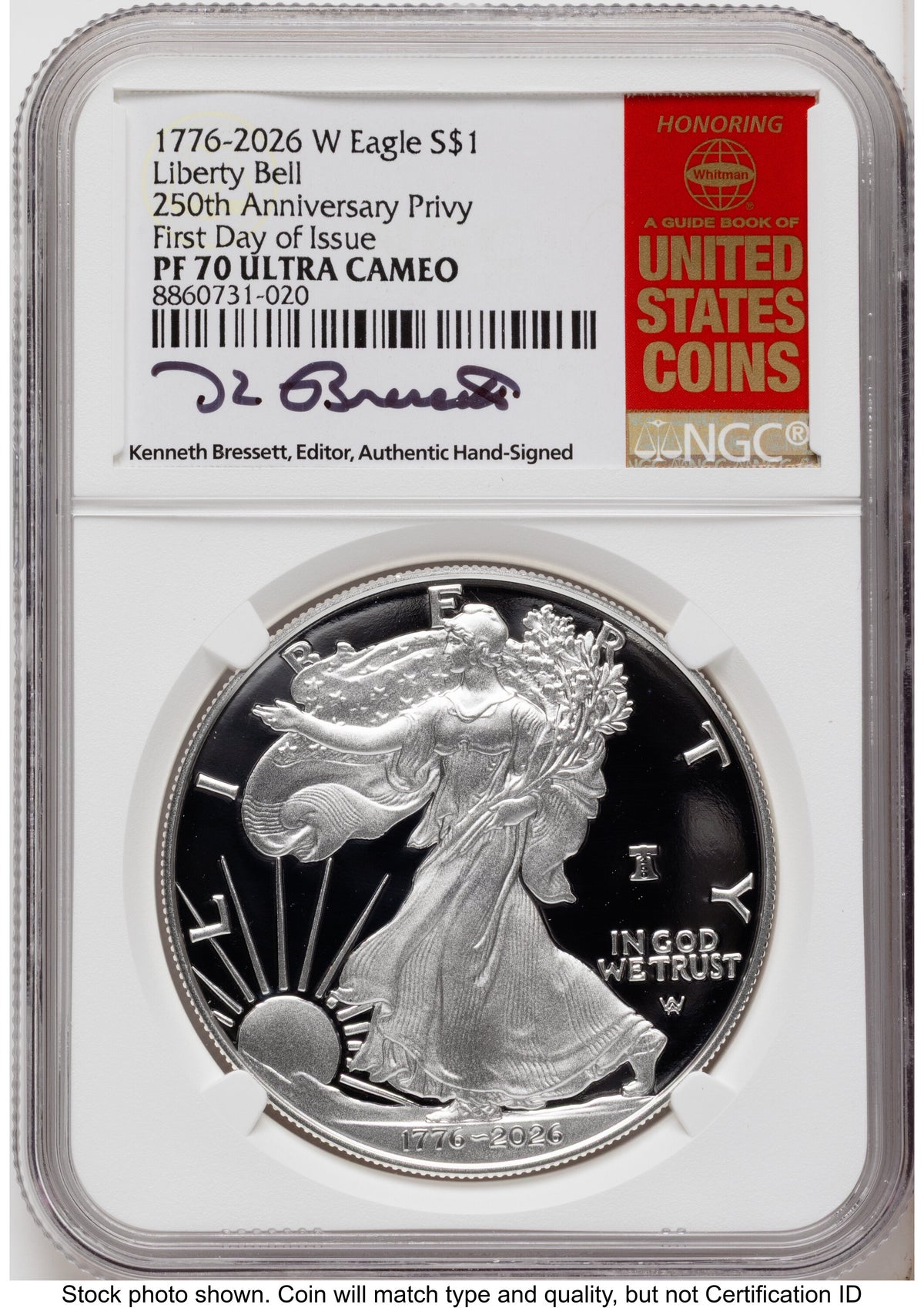 2026-W Proof Silver Eagle 1 oz FDI Kenneth Bressett Red Book NGC PF70