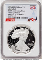 2026-W Proof Silver Eagle 1 oz FDI America 250 Congress Building Label NGC PF70