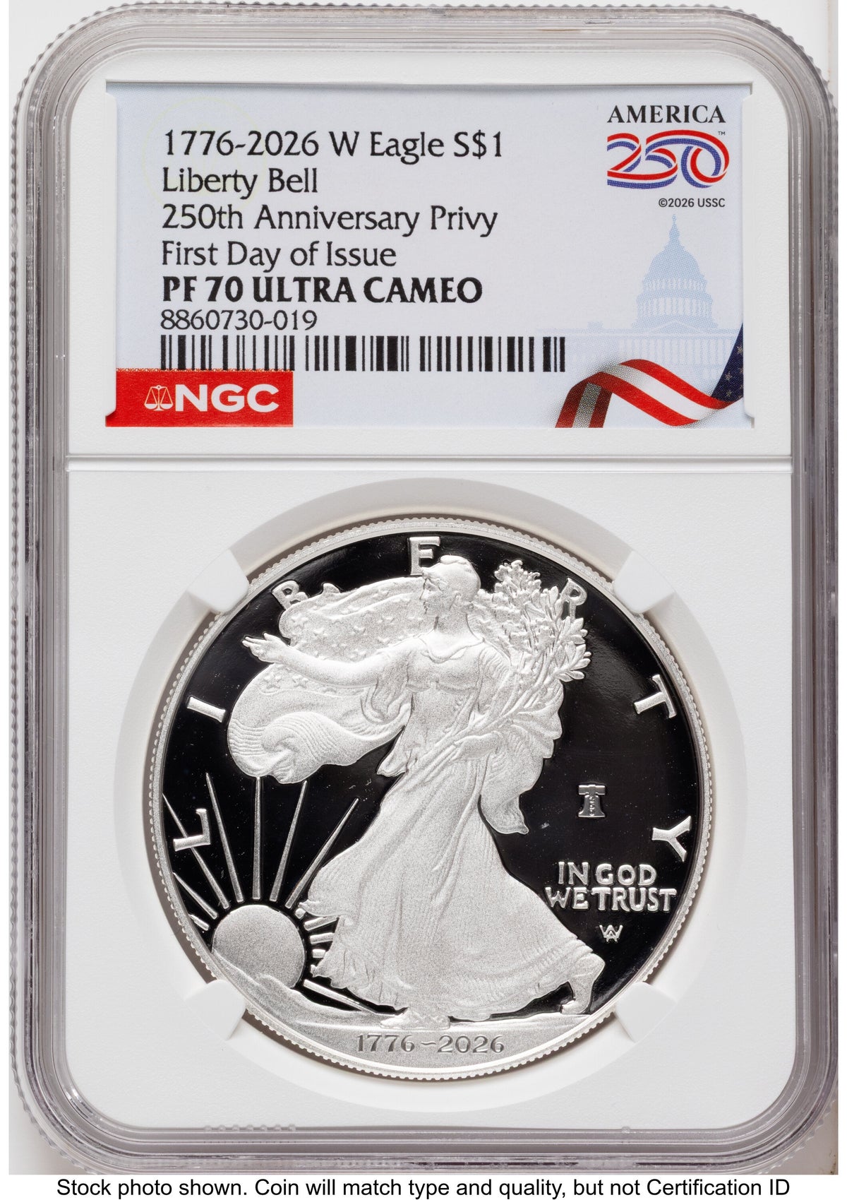 2026-W Proof Silver Eagle 1 oz FDI America 250 Congress Building Label NGC PF70