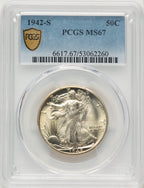 1942-S 50C Walking Liberty Half Dollar PCGS MS67