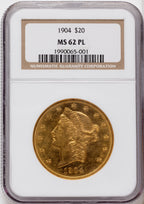 1904 $20 PL Liberty Double Eagle NGC MS62