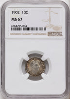 1902 10C Barber Dime NGC MS67