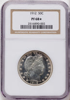 1912 50C Proof Barber Half Dollar NGC PR68