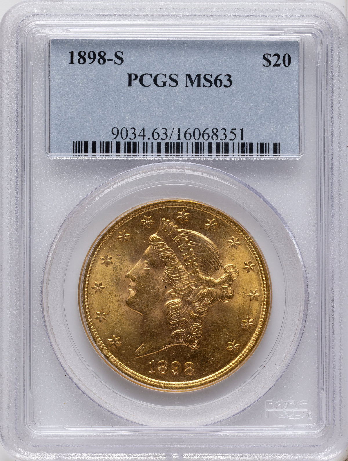 1898-S $20 Liberty Double Eagle PCGS MS63