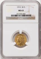 1915 $2.50 Indian Quarter Eagle NGC MS63