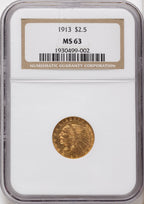 1913 $2.50 Indian Quarter Eagle NGC MS63