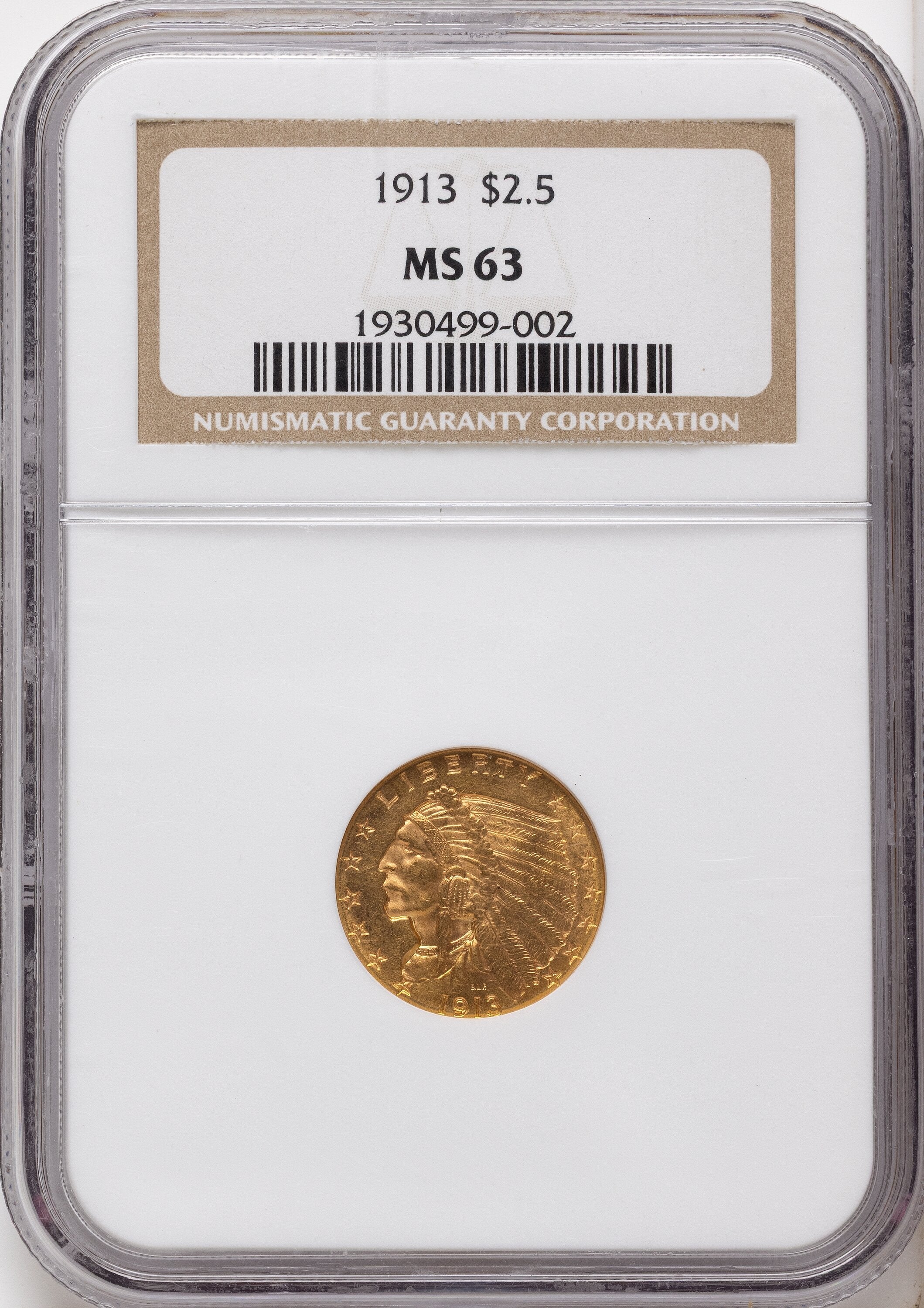 1913 $2.50 Indian Quarter Eagle NGC MS63