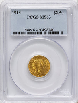 1913 $2.50 Indian Quarter Eagle PCGS MS63