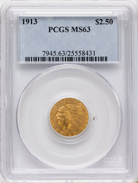 1913 $2.50 Indian Quarter Eagle PCGS MS63