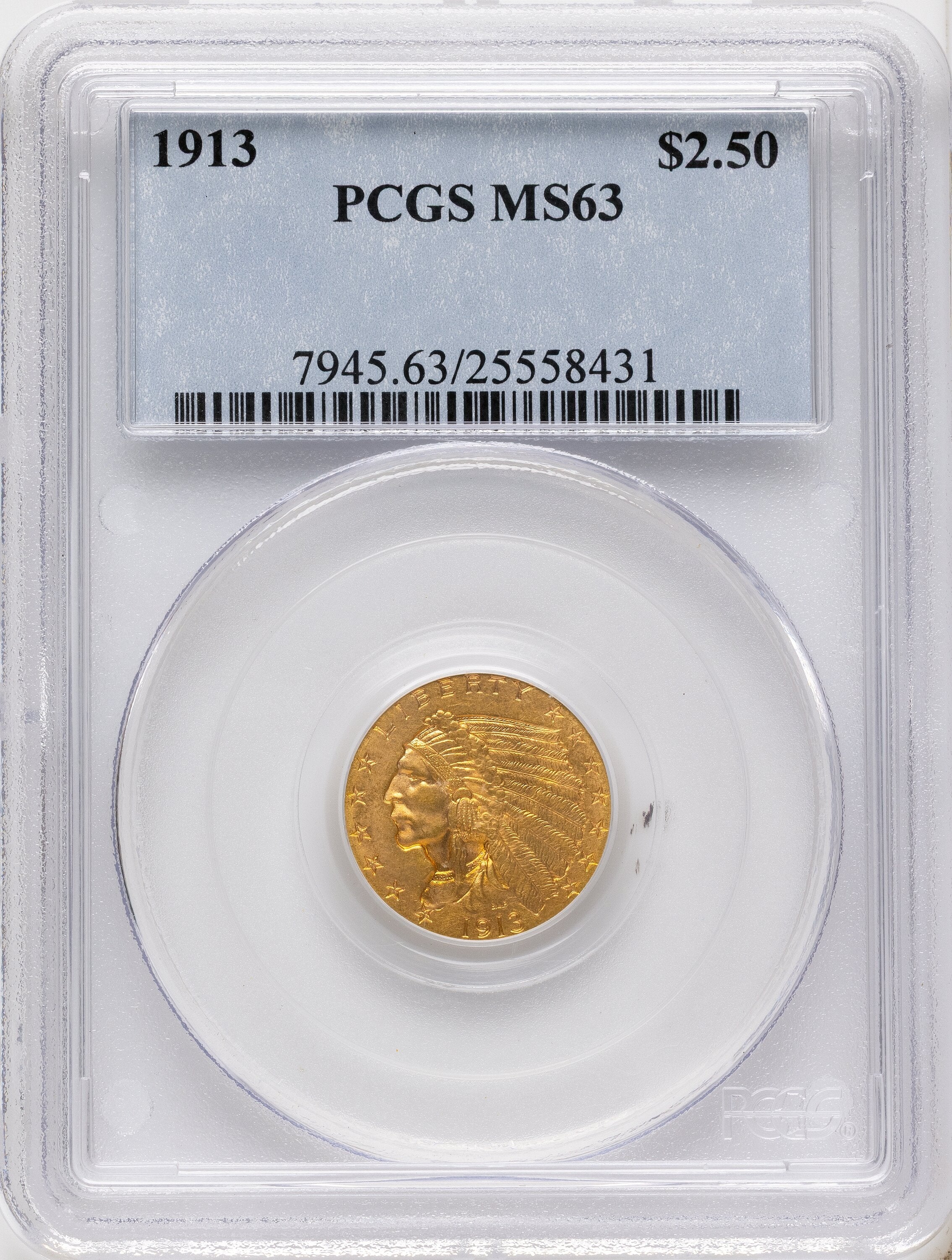 1913 $2.50 Indian Quarter Eagle PCGS MS63