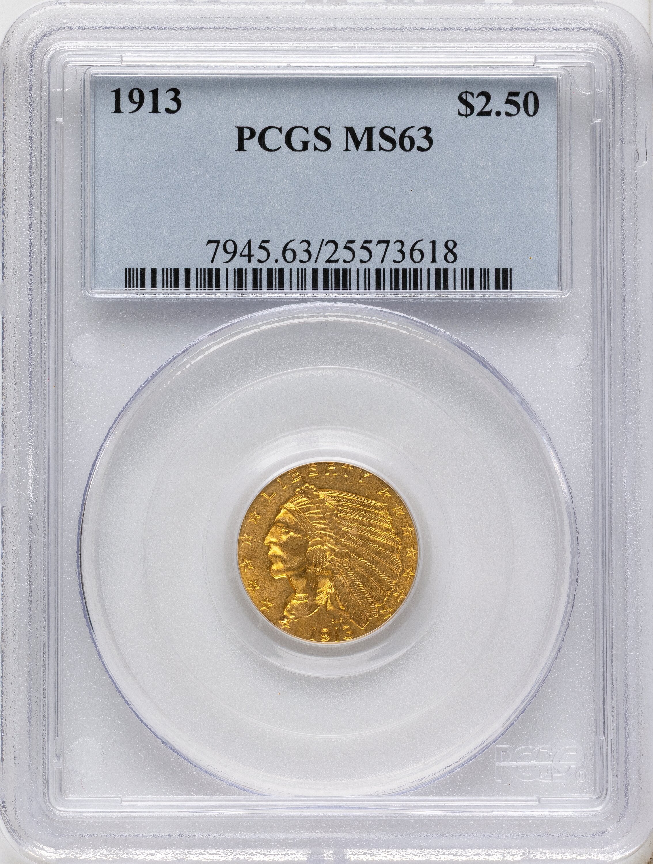 1913 $2.50 Indian Quarter Eagle PCGS MS63