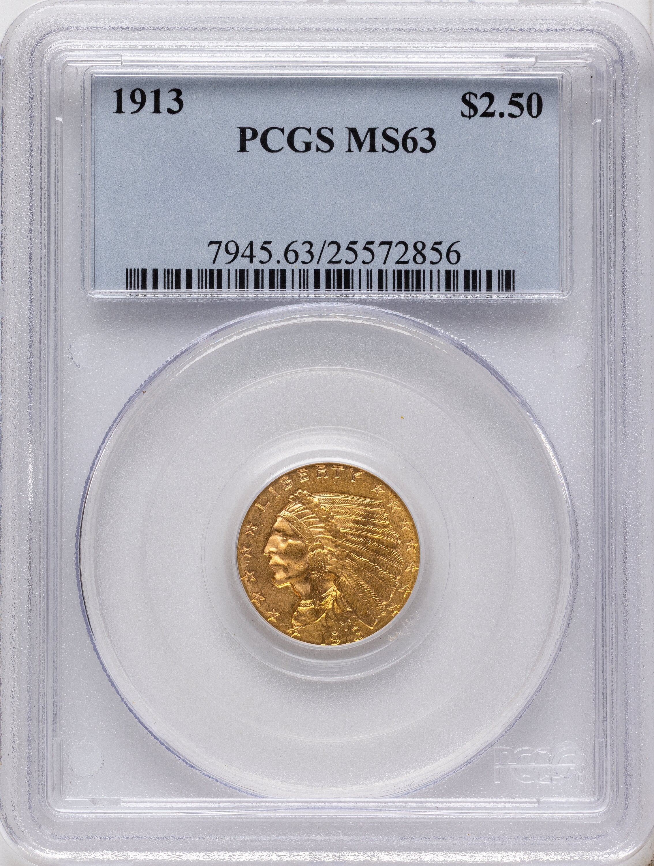 1913 $2.50 Indian Quarter Eagle PCGS MS63
