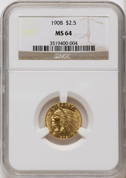 1908 $2.50 Indian Quarter Eagle NGC MS64