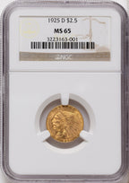 1925-D $2.50 Indian Quarter Eagle NGC MS65