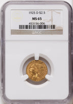 1925-D $2.50 Indian Quarter Eagle NGC MS65