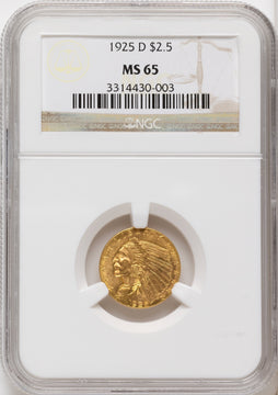 1925-D $2.50 Indian Quarter Eagle NGC MS65