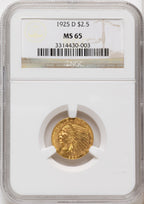1925-D $2.50 Indian Quarter Eagle NGC MS65