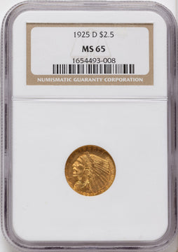 1925-D $2.50 Indian Quarter Eagle NGC MS65