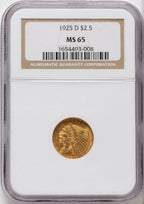 1925-D $2.50 Indian Quarter Eagle NGC MS65
