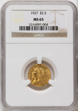 1927 $2.50 Indian Quarter Eagle NGC MS65