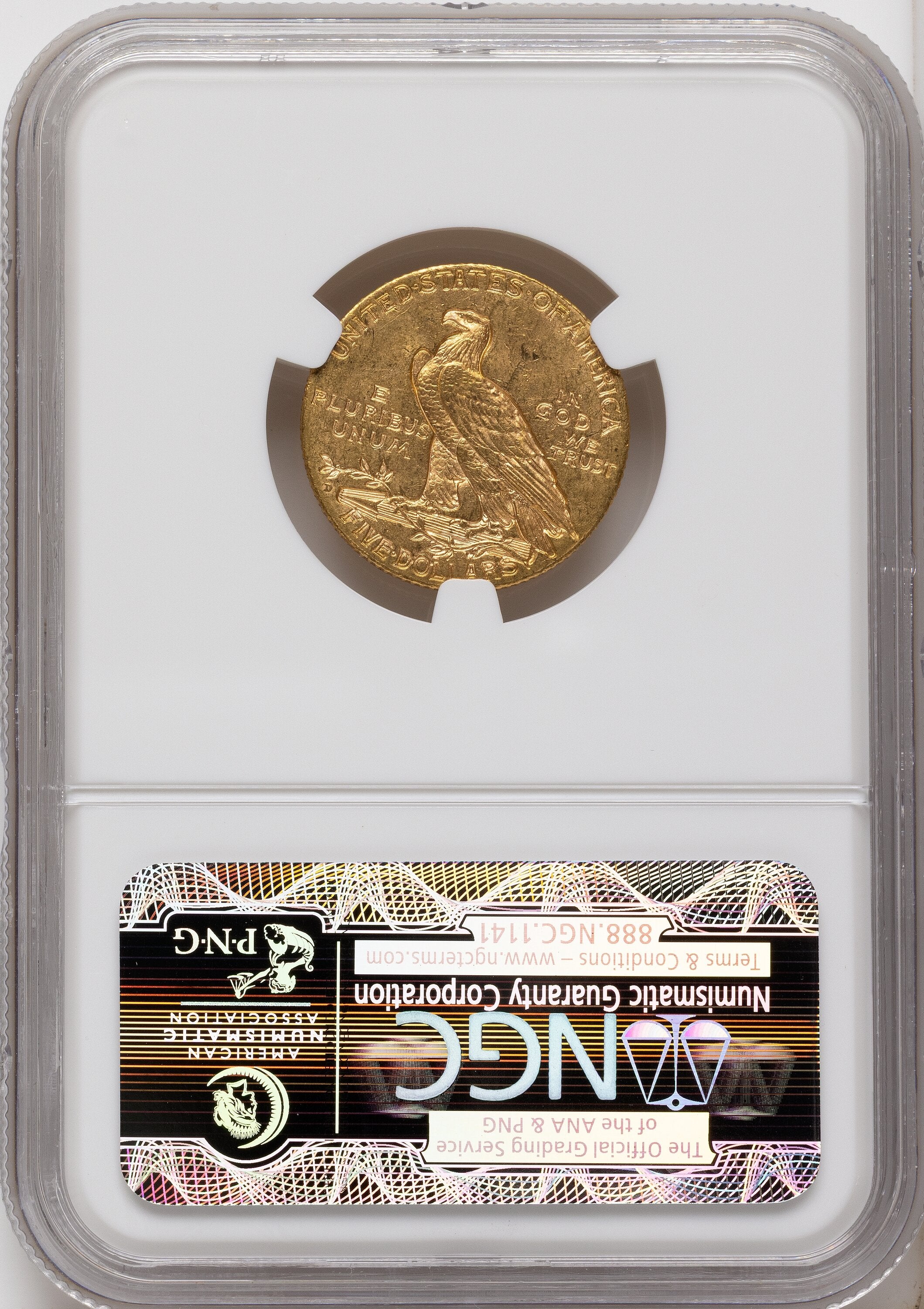1908-D $5 Indian Half Eagle NGC MS63