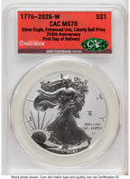 2026-W Enhanced Silver Eagle 1 oz First Day of Delivery Red Book CACG MS70