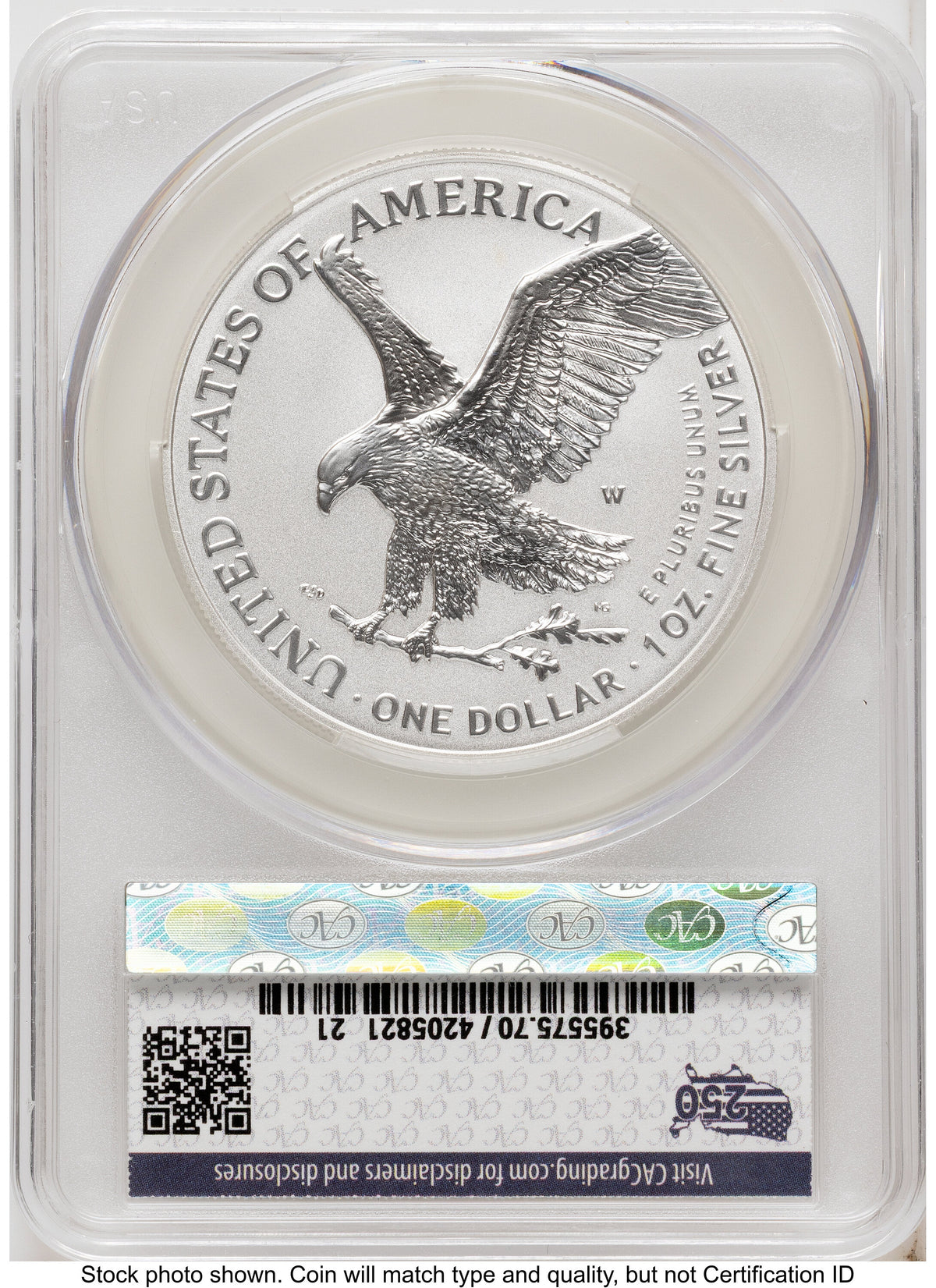 2026-W Enhanced Silver Eagle 1 oz First Day of Delivery America 250 CACG MS70