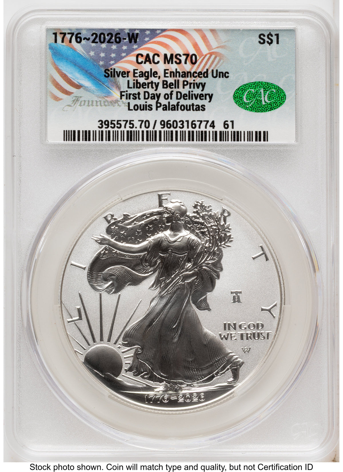 2026-W Enhanced Silver Eagle 1 oz First Day of Delivery Louis Palafoutas CACG MS70