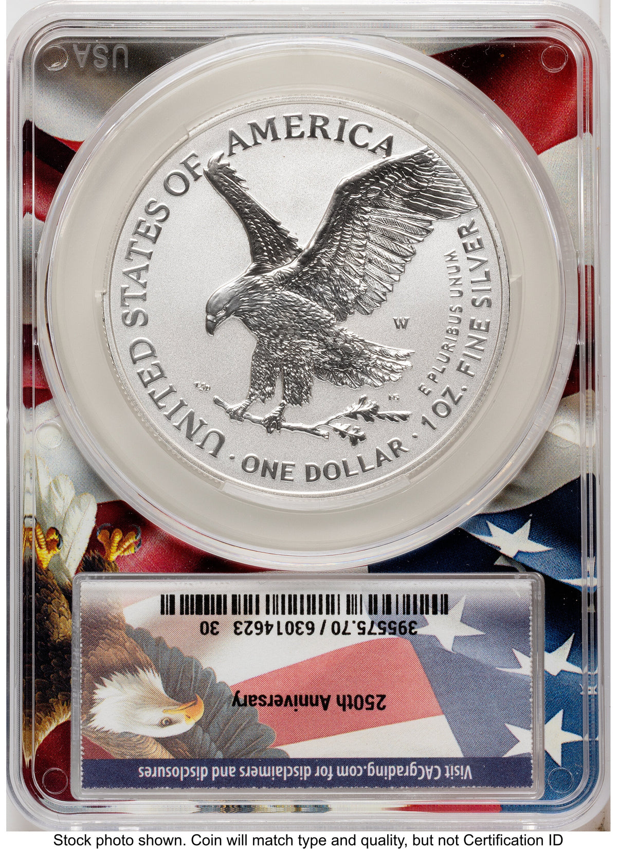 2026-W Enhanced Silver Eagle 1 oz Advanced Delivery Ron Drzewucki Flag Core CACG MS70