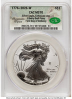 2026-W Enhanced Silver Eagle 1 oz First Day of Delivery Magnum Opus CACG MS70