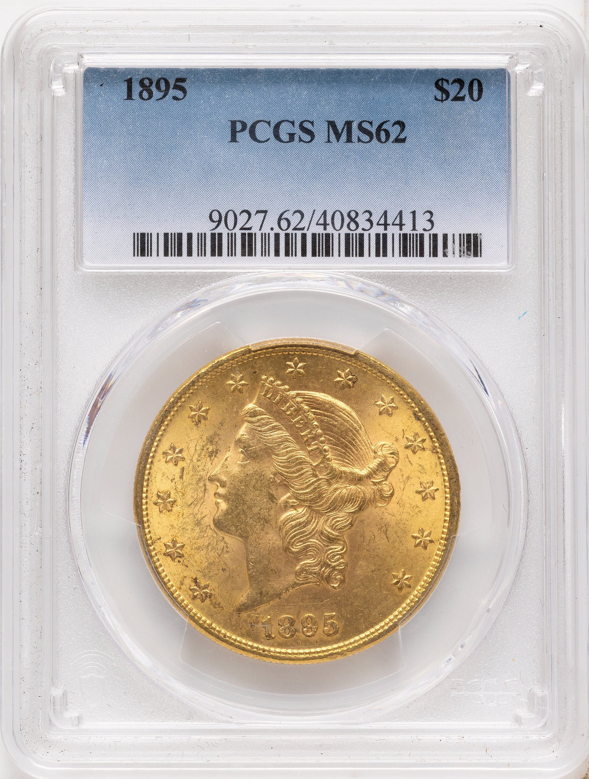 1895 $20 Blue Gradient Liberty Double Eagle PCGS MS62